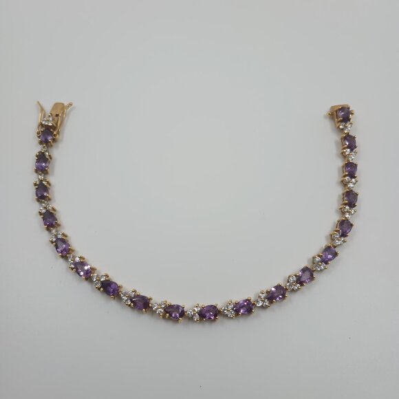 Vintage DBJ Amethyst and CZ Gold Vermeil Sterling Silver Bracelet. - Picture 6 of 6